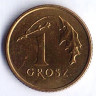 Монета 1 грош. 2005 год, Польша.