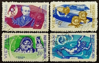 Набор почтовых марок (4 шт.). "Освоение космоса". 1965 год, Вьетнам.