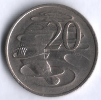 Монета 20 центов. 1975 год, Австралия.