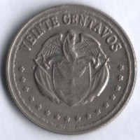 Монета 20 сентаво. 1963 год, Колумбия.