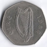 Монета 50 пенсов. 1988 год, Ирландия.