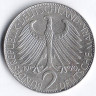 Монета 2 марки. 1970(J) год, ФРГ. Макс Планк.