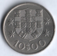 Монета 10 эскудо. 1973 год, Португалия.