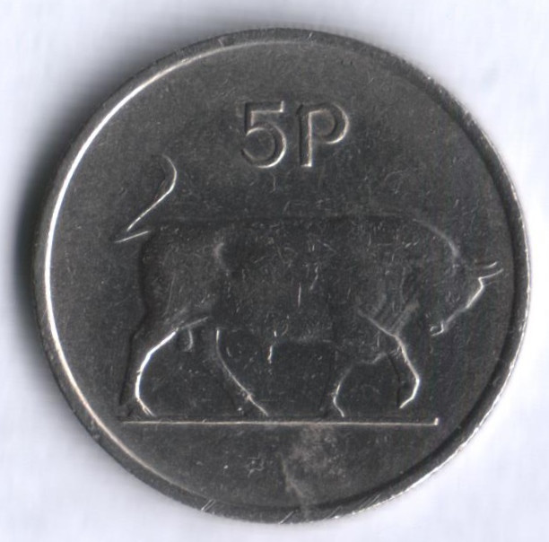 Монета 5 пенсов. 1974 год, Ирландия.