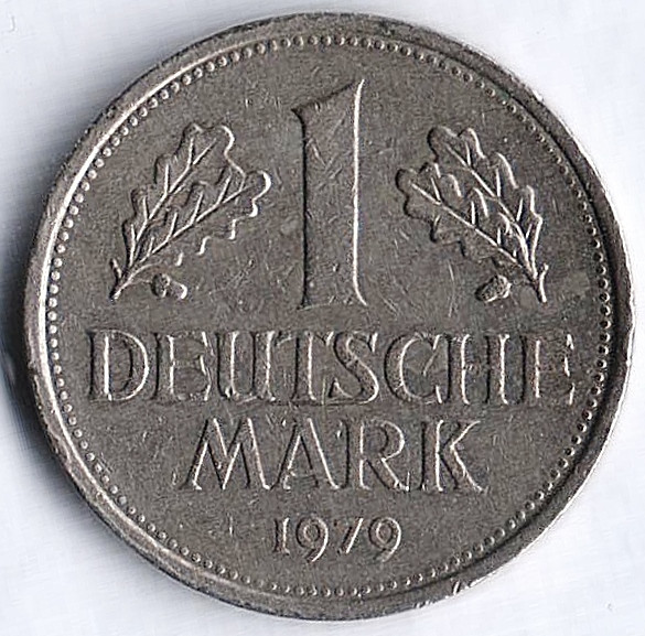 Монета 1 марка. 1979 год (J), ФРГ.