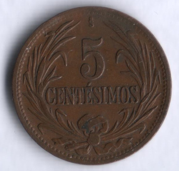 5 сентесимо. 1946 год, Уругвай.