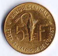 Монета 5 франков. 1974 год, Западно-Африканские Штаты.