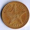 Монета 1 цент. 1971 год, Багамские острова.