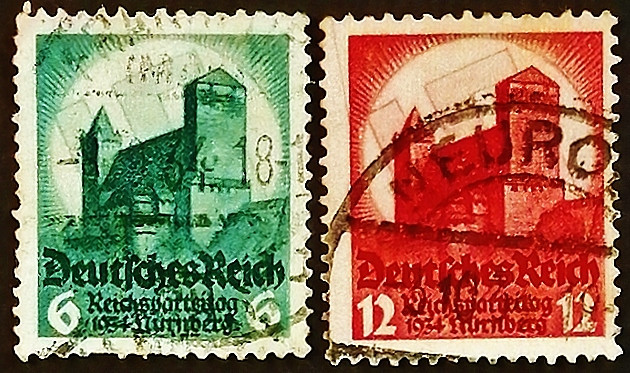 Набор марок (2 шт.). "Нюрнбергская манифестация". 1934 год, Германский Рейх.