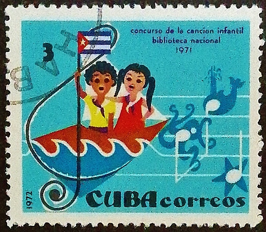 Почтовая марка. "Детские песни". 1972 год, Куба.