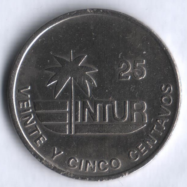 Монета 25 сентаво. 1989 год, Куба. INTUR.
