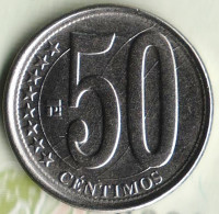 Монета 50 сентимо. 2012 год, Венесуэла.