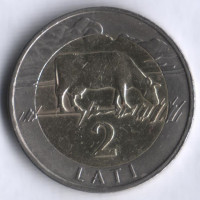 Монета 2 лата. 1999 год, Латвия.