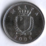 Монета 10 центов. 2005 год, Мальта.
