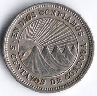 Монета 5 сентаво. 1964 год, Никарагуа.