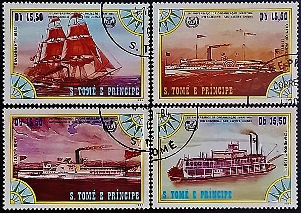 Набор почтовых марок (4 шт.). "Международная морская организация (IV)". 1984 год, Сан-Томе и Принсипи.