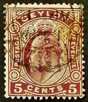 Почтовая марка. "Король Эдуард VII". 1908 год, Цейлон.