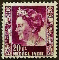 Почтовая марка (20 c.). "Королева Вильгельмина". 1939 год, Нидерландская Ост-Индия.