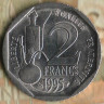 Монета 2 франка. 1995 год, Франция. 100 лет со дня смерти Луи Пастера.