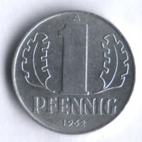 Монета 1 пфенниг. 1962 год, ГДР.