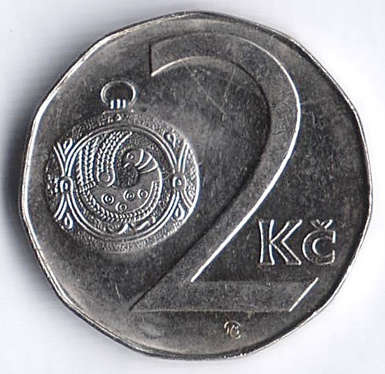 Монета 2 кроны. 1998(m) год, Чехия.