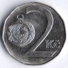 Монета 2 кроны. 1998(m) год, Чехия.