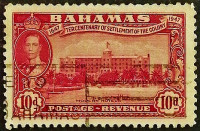 Почтовая марка (10 p.). "300 лет заселения острова Элевтера". 1948 год, Багамские острова.