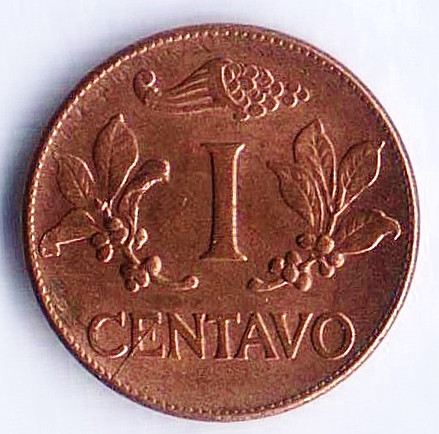 Монета 1 сентаво. 1963 год, Колумбия.
