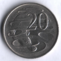Монета 20 центов. 1977 год, Австралия.