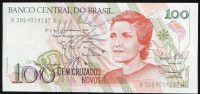 Банкнота 100 новых крузадо. 1989 год, Бразилия.