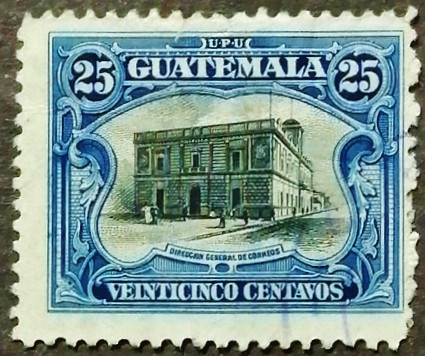 Почтовая марка (25 c.). "Главпочтамт". 1911 год, Гватемала.