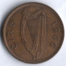 Монета 1/2 пенни. 1966 год, Ирландия.