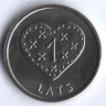 Монета 1 лат. 2011 год, Латвия. Рождественское пряничное сердечко.