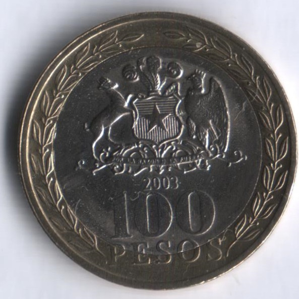 100 песо. 2003 год, Чили.