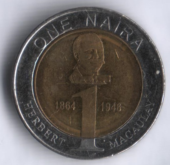 Монета 1 найра. 2006 год, Нигерия.