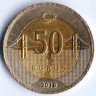 Монета 50 курушей. 2019 год, Турция.