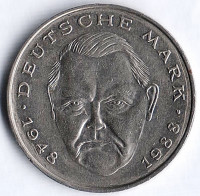 Монета 2 марки. 1989 год (D), ФРГ. Людвиг Эрхард.