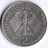 Монета 2 марки. 1989 год (D), ФРГ. Людвиг Эрхард.