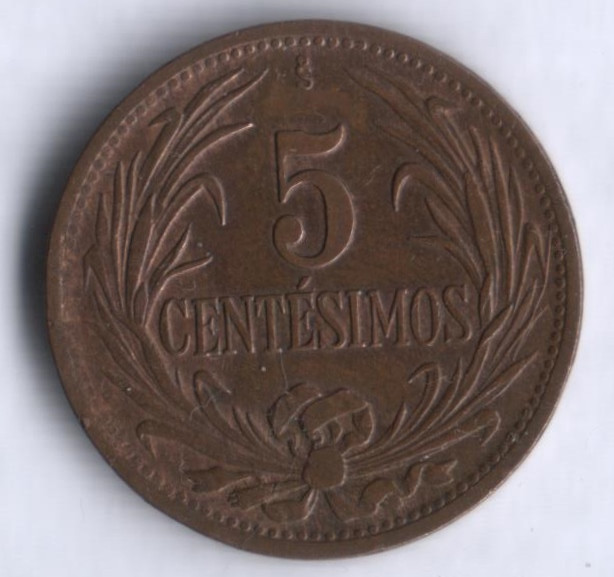 5 сентесимо. 1949 год, Уругвай.