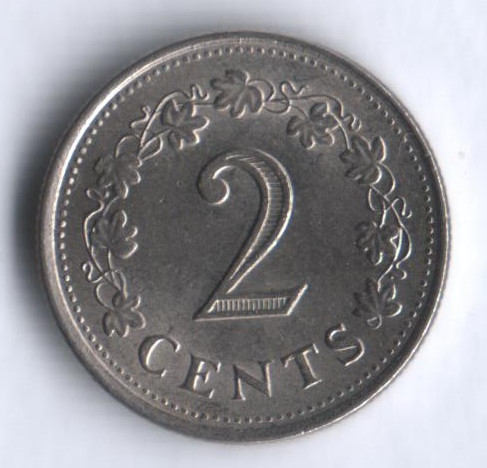 Монета 2 цента. 1982 год, Мальта.