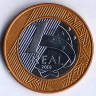 Монета 1 реал. 2002 год, Бразилия.