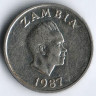Монета 5 нгве. 1987 год, Замбия.