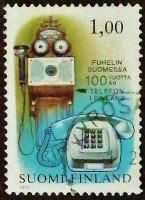 Почтовая марка. "Столетие телефона в Финляндии". 1977 год, Финляндия.