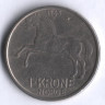 Монета 1 крона. 1963 год, Норвегия.