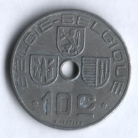 Монета 10 сантимов. 1945 год, Бельгия (Belgie-Belgique).
