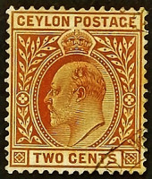 Почтовая марка. "Король Эдуард VII". 1911 год, Цейлон.