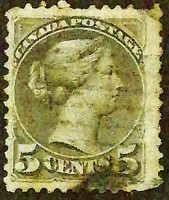 Почтовая марка (5 c.). "Королева Виктория". 1889 год, Канада.