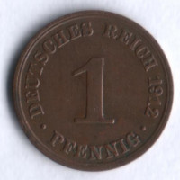 Монета 1 пфенниг. 1912 год (A), Германская империя.