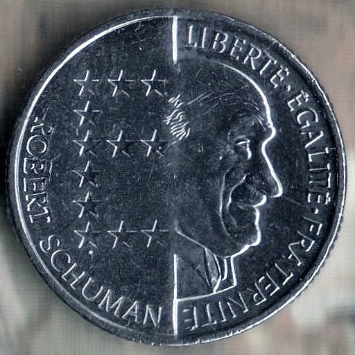 Монета 10 франков. 1986 год, Франция. Робер Шуман.