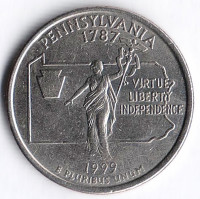 25 центов. 1999(D) год, США. Пенсильвания.